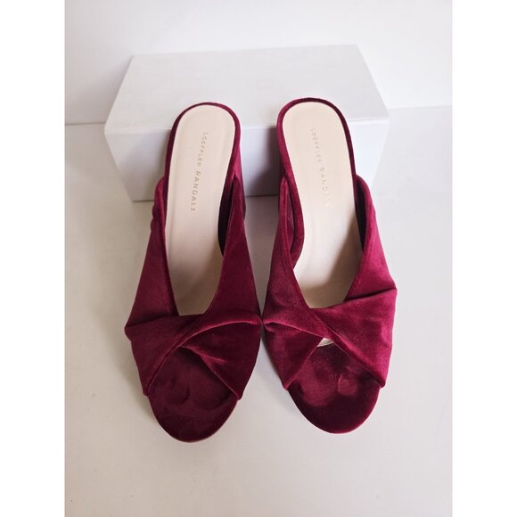 Loeffler Randall Laurel Twist Velvet Burgundy Mule Open Peep Toe Heels Sandals 9 - Picture 8 of 14